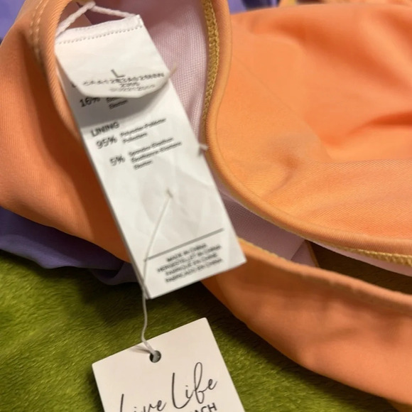 Cupshe Color Block Color Swimsuit Sz Large Coral and Lavender - Picture 2 of 5
